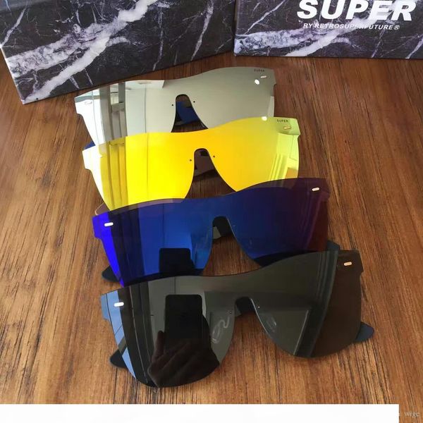 солнцезащитные очки супер по retrosuperfuture tuttolente flat top silver mirror brand new с case, White;black